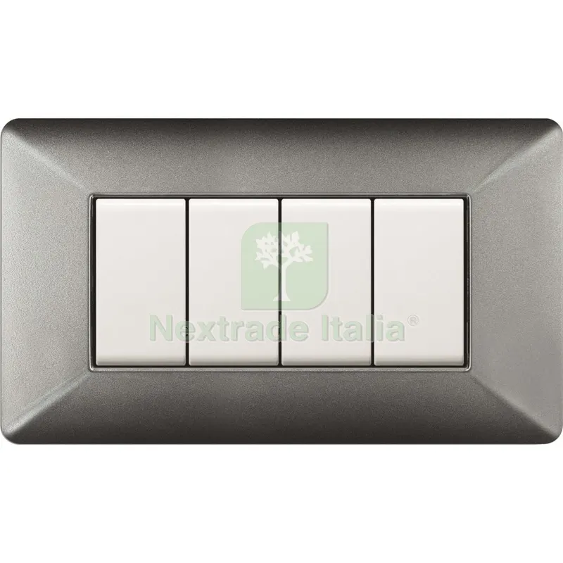 PLACCA EASY MOD. MATIX ALLUMINIO NOTTE 4P — Interruttori e prese — rif. FERX.500570 PLACCA EASY MOD. MATIX ALLUMINIO NOTTE 4P — Interruttori e prese — rif. FERX.500570