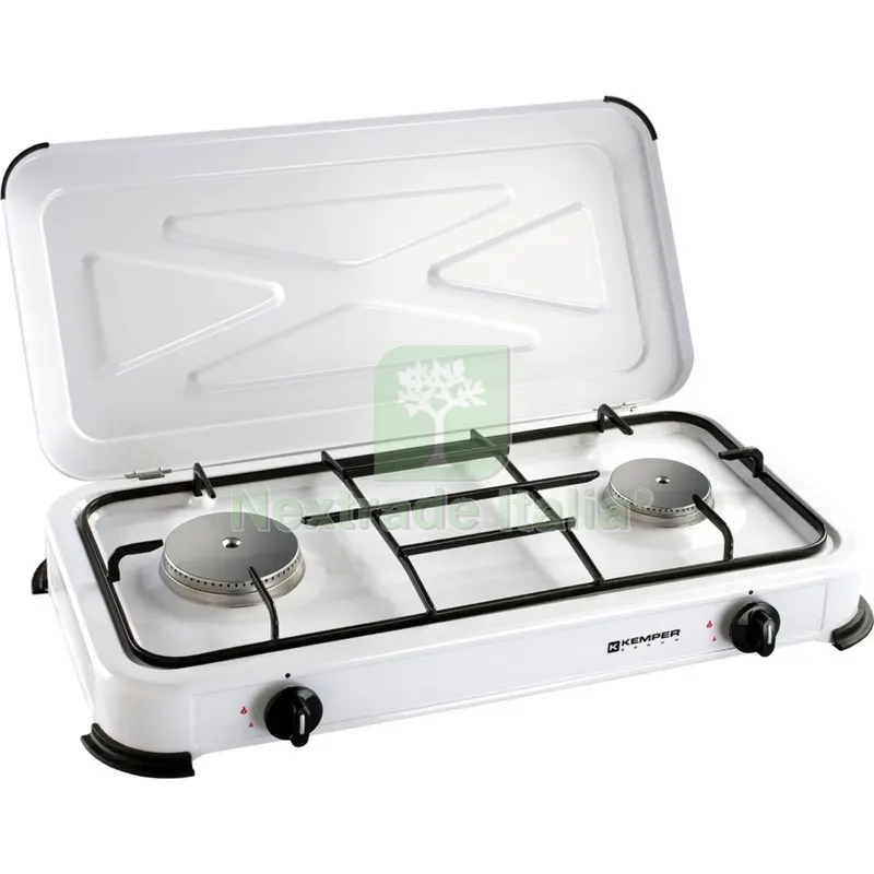 Fornello a GAS 2 Fuochi Inox con Coperchio Kemper — Casalinghi e organizzazione — rif. FERX.500717