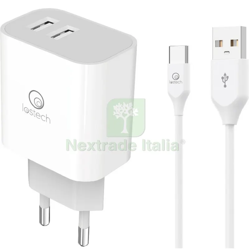 Caricatore Rapido 15W con Doppia Porta USB e Cavo Type-C 1MT — Caricabatterie e alimentatori — rif. FERX.500730 Caricatore Rapido 15W con Doppia Porta USB e Cavo Type-C 1MT — Caricabatterie e alimentatori — rif. FERX.500730