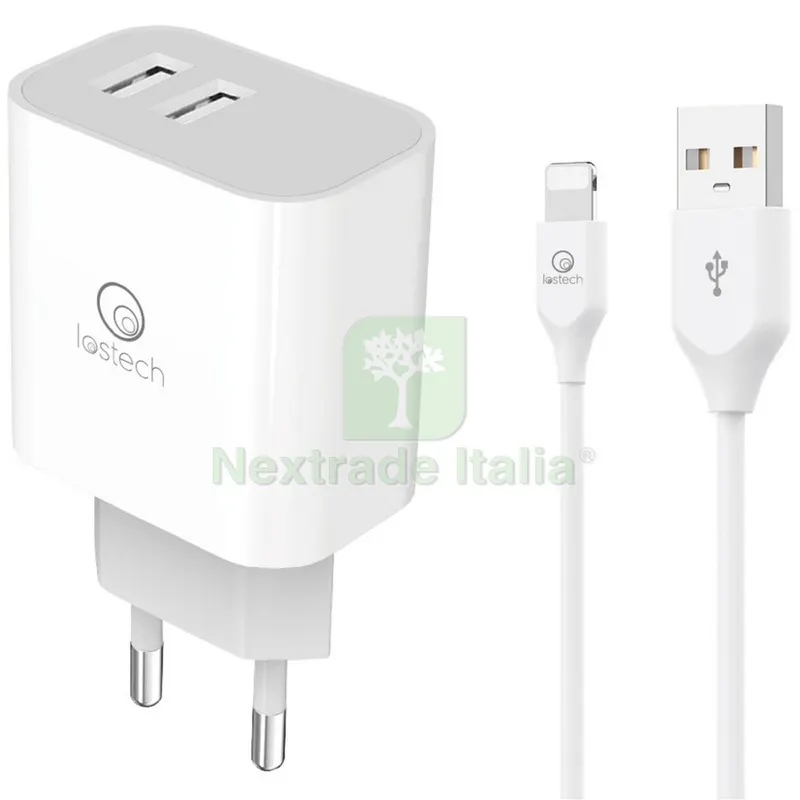 Caricatore Rapido 15W con Doppia Porta USB e Cavo Lightning 1MT — Caricabatterie e alimentatori — rif. FERX.500731