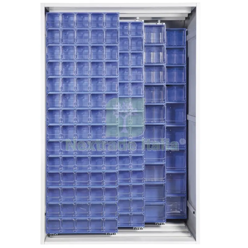 Armadio 3 Pannelli Scorrevoli Cristal Box 224 Cassetti Blu — Arredo — rif. FERX.500770