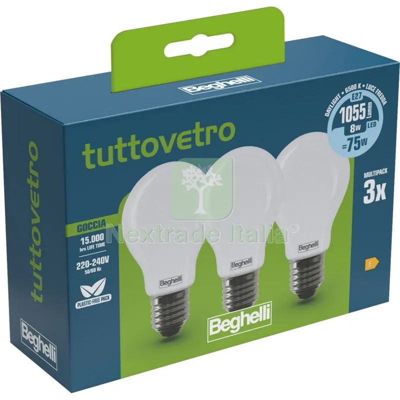 10CF Beghelli LED 58052 Goccia E27 W8 FR6500K Set 3 — Illuminazione — rif. FERX.500918