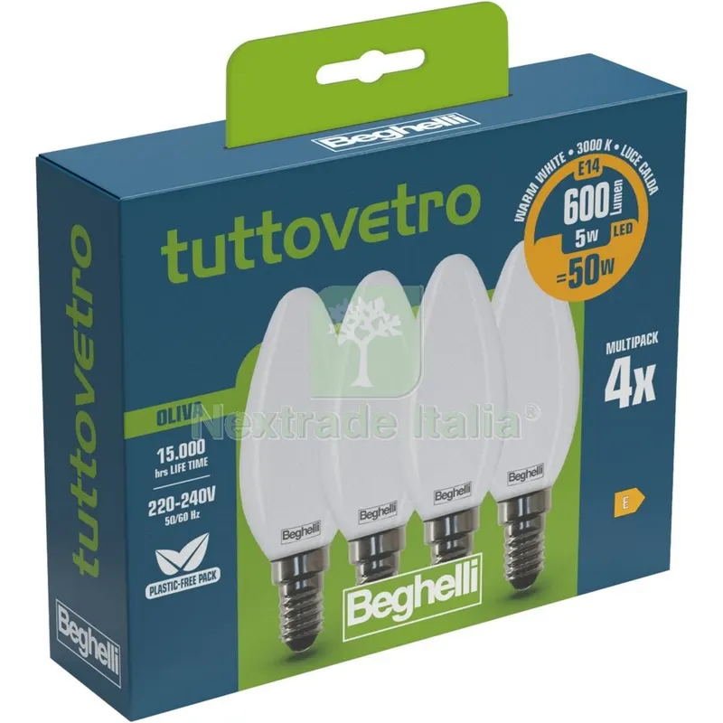 10CF Beghelli LED 58053 Oliva E14 W5 CA3000K Set 4 — Illuminazione — rif. FERX.500919