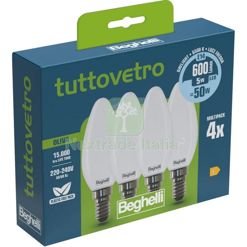 10CF Beghelli LED 58055 Oliva E14 W5 FR6500K Set 4 — Illuminazione — rif. FERX.500920