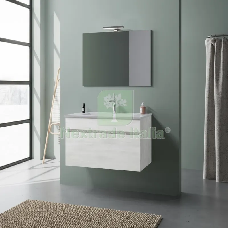 Mobile Bagno Bogota CM. 80 Sospeso Rovere Bianco — Accessori bagno — rif. FERX.500948 Mobile Bagno Bogota CM. 80 Sospeso Rovere Bianco — Accessori bagno — rif. FERX.500948