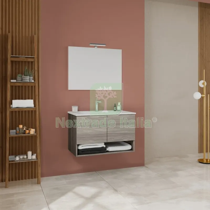 Mobile Bagno Oslo CM. 80 Sospeso Rovere Grigio — Accessori bagno — rif. FERX.500950 Mobile Bagno Oslo CM. 80 Sospeso Rovere Grigio — Accessori bagno — rif. FERX.500950