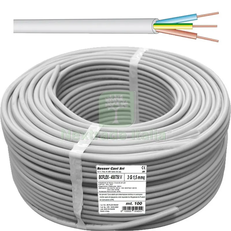 100MT CAVO ELETTRICO SEZIONE 4X1,5 GRIGIO 450/750V — Cavi e fili — rif. FERX.501023