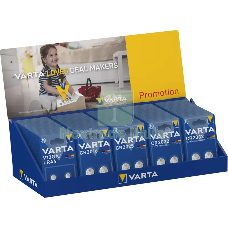 Varta Espositore 100 Blister 2 Pezzi Pile a Bottone (N. 40 2032+20 2025+20 2016+20 V13GA) — Articoli per ufficio — rif. FERX.501061 Varta Espositore 100 Blister 2 Pezzi Pile a Bottone (N. 40 2032+20 2025+20 2016+20 V13GA) — Articoli per ufficio — rif. FERX.501061
