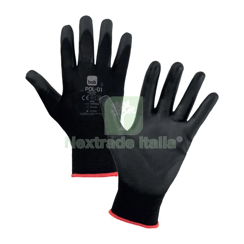 12PAIA Guanti HOB Poliestere/Poliuretano Nero TG. 10 — Guanti da lavoro — rif. FERX.501200
