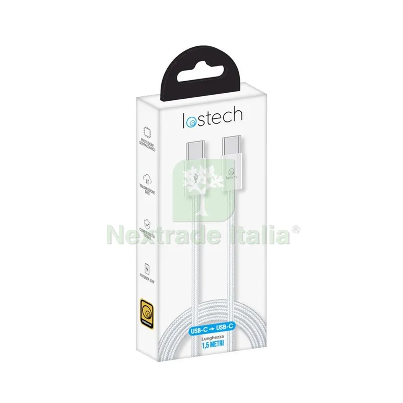 Cavo USB C / USB C 1,5M Bianco 60W — Cavi e fili — rif. FERX.501258