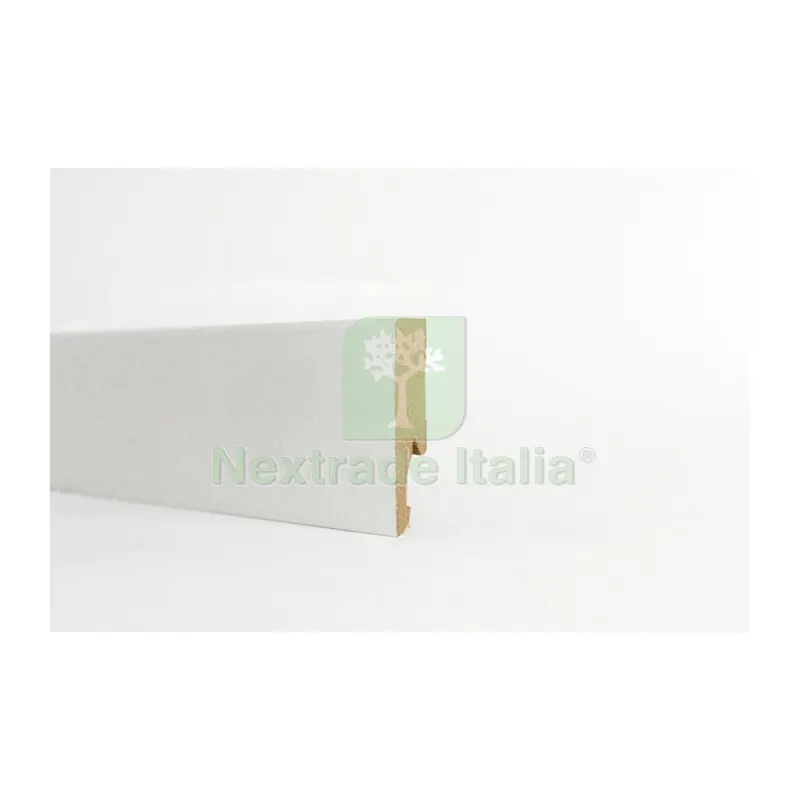 10PZ Battiscopa in MDF Bianco MM.14X60X2400 — Profili e angolari decorativi — rif. FERX.501372