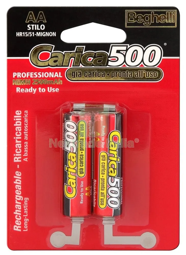 10PZ Beghelli Batterie Ricaricabili MAH2500 Stilo BL.2 8854 — Illuminazione — rif. FERX.50174