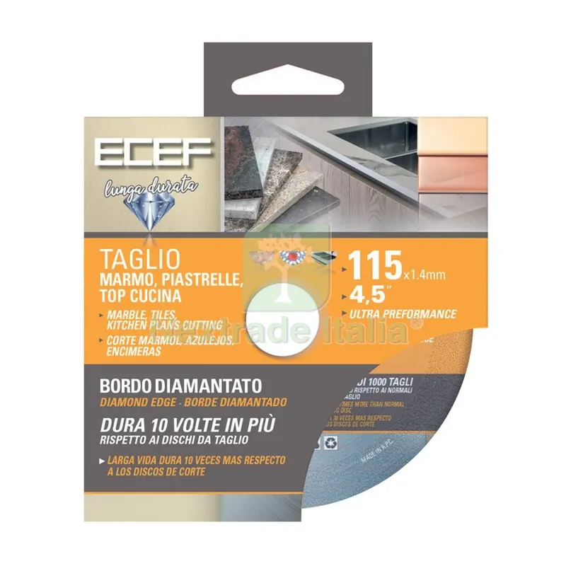 Disco Diamantato 115 MM per Taglio Marmo, Piast.,top Cucina — Punte, frese e dischi — rif. FERX.502218 Disco Diamantato 115 MM per Taglio Marmo, Piast.,top Cucina — Punte, frese e dischi — rif. FERX.502218