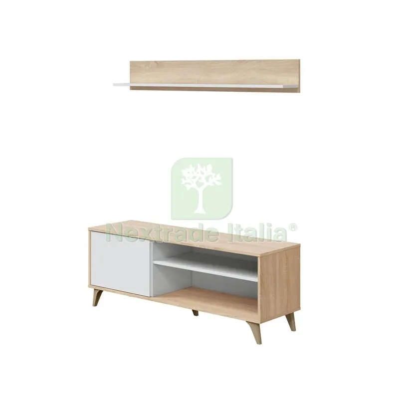 Kit Porta TV Mensola 135X40XH50 CM Rovere Bianco — Arredo — rif. FERX.502299
