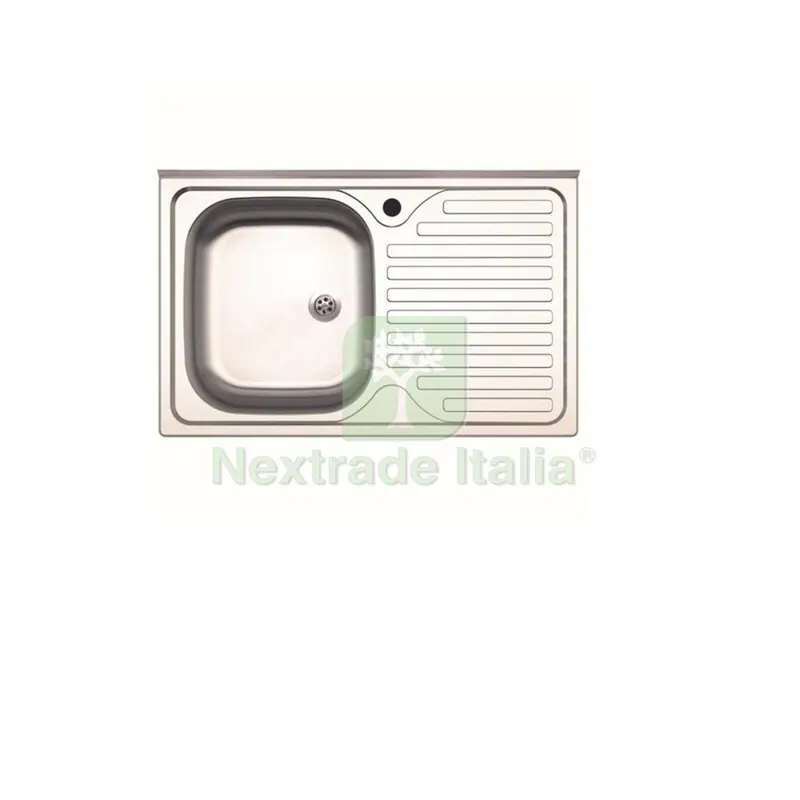 LAVELLO INOX 1 VASCA SX + GOCCIOLATOIO DX 80 CM — Sanitari e ceramiche — rif. FERX.502329