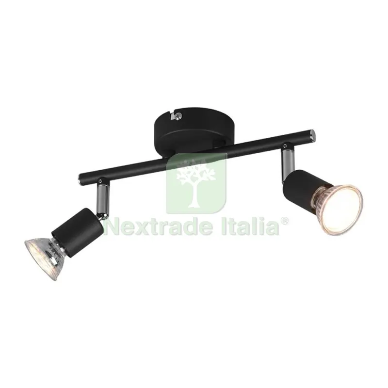 Barra 2 Faretti Paris GU10 Nero — Illuminazione — rif. FERX.502409 Barra 2 Faretti Paris GU10 Nero — Illuminazione — rif. FERX.502409