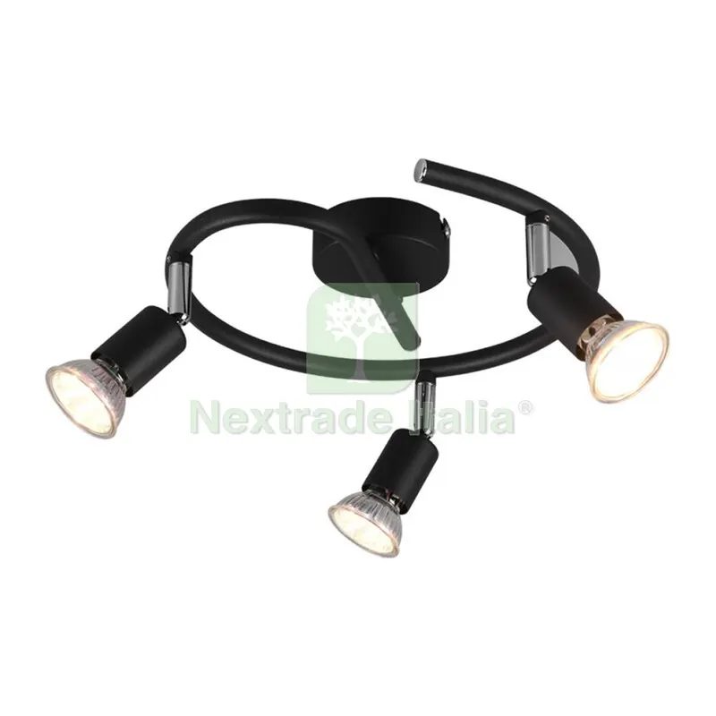 Plafoniera Paris 3 Luci GU10 Nero D. 28 — Illuminazione — rif. FERX.502410