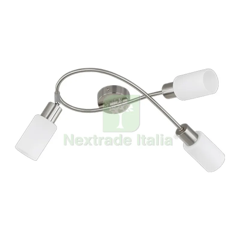 Plafoniera Mars 3 Luci E14 Acciaio Vetro D.37 — Illuminazione — rif. FERX.502416 Plafoniera Mars 3 Luci E14 Acciaio Vetro D.37 — Illuminazione — rif. FERX.502416