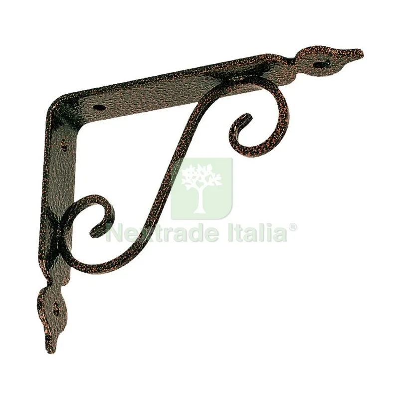 10PZ Reggimensola Ferro Battuto 300X250 MM Rame Antico — Ferramenta per legno e mobili — rif. FERX.502440