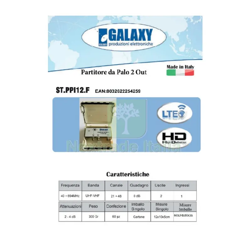 PARTITORE DA ESTERNO SAT/DT 1 INGRESSO 2 USCITE — Telecomandi e ricambi — rif. FERX.502961