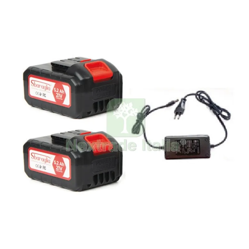 KIT 2 BATTERIE 21V 5,2AH + CARICABATTERIA SBARAGLIA — Batterie e caricabatterie — rif. FERX.502976
