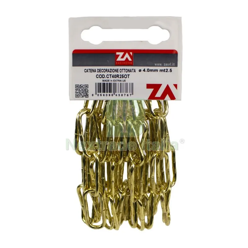 Catena Maglia Lunga Ritorta 4 MM 2,5 M Ottonato — Ferramenta per legno e mobili — rif. FERX.503193