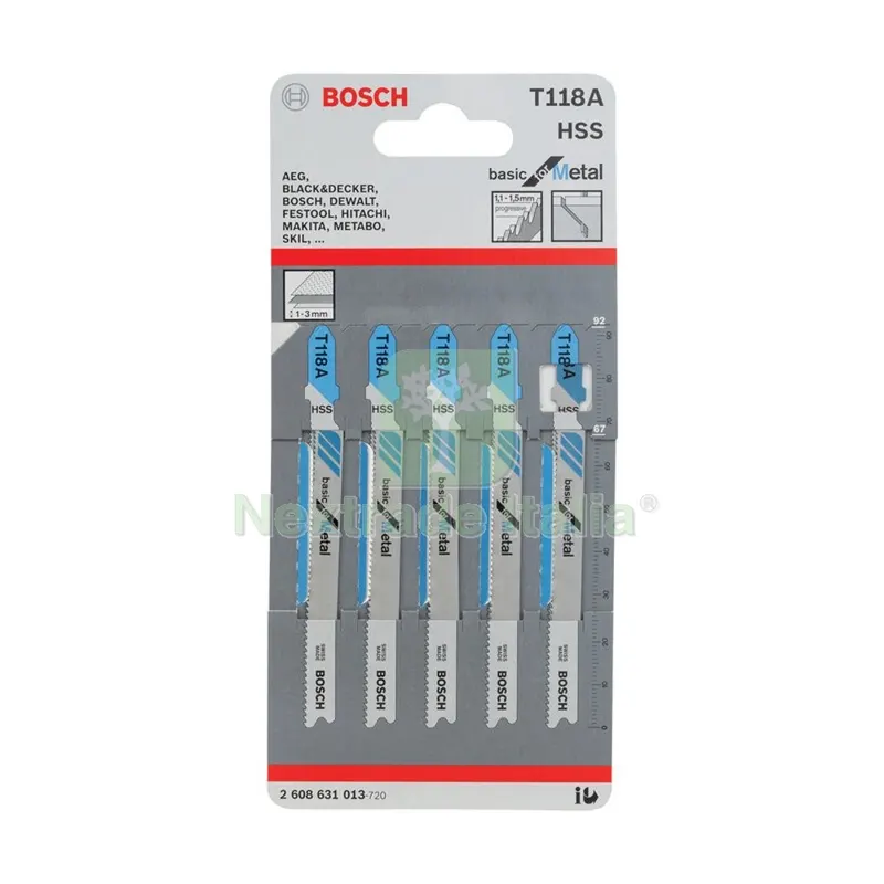 Bosch-A 5 Lame T 118 a per Seghetto Alternativo — Smerigliatrici e seghe — rif. FERX.503358 Bosch-A 5 Lame T 118 a per Seghetto Alternativo — Smerigliatrici e seghe — rif. FERX.503358