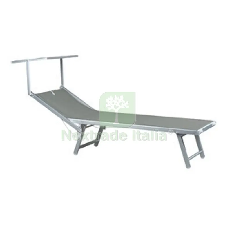 2PZ Lettino in Alluminio Playa con Parasole Grigio — Tempo libero outdoor — rif. FERX.503772