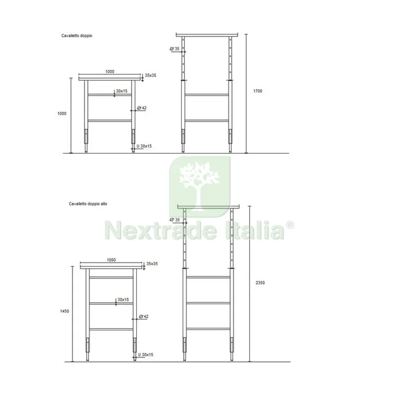 Cavalletto Doppio Regolabile 100-170 CM — Tempo libero outdoor — rif. FERX.503951 Cavalletto Doppio Regolabile 100-170 CM — Tempo libero outdoor — rif. FERX.503951