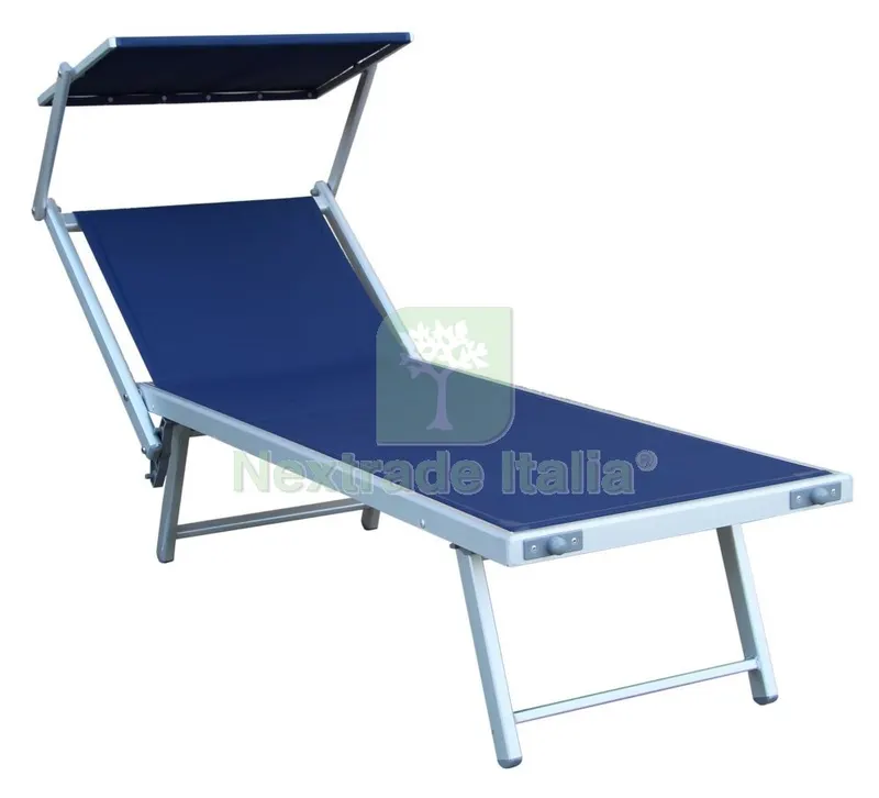 Lettino con Parasole Alluminio/Acciaio Blu — Tempo libero outdoor — rif. FERX.50413 Lettino con Parasole Alluminio/Acciaio Blu — Tempo libero outdoor — rif. FERX.50413