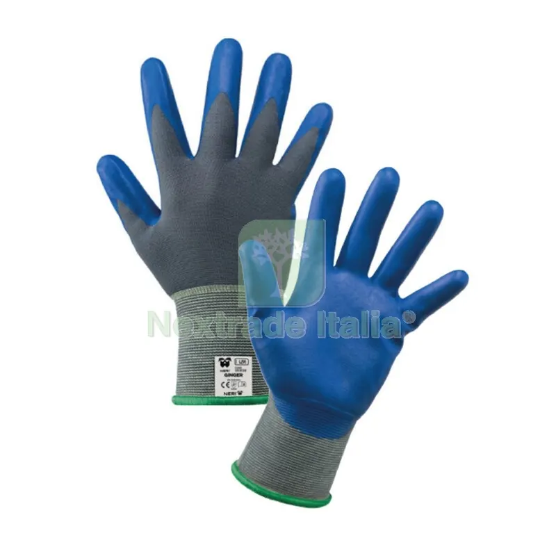 12PAIA GUANTI NYLON/NITRILE GINGER PER ALIMENTI TG. 8 — Guanti da lavoro — rif. FERX.504308