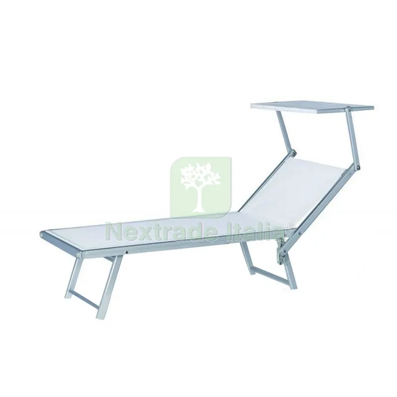 Lettino con Parasole Alluminio/Acciaio Bianco — Tempo libero outdoor — rif. FERX.50450 Lettino con Parasole Alluminio/Acciaio Bianco — Tempo libero outdoor — rif. FERX.50450