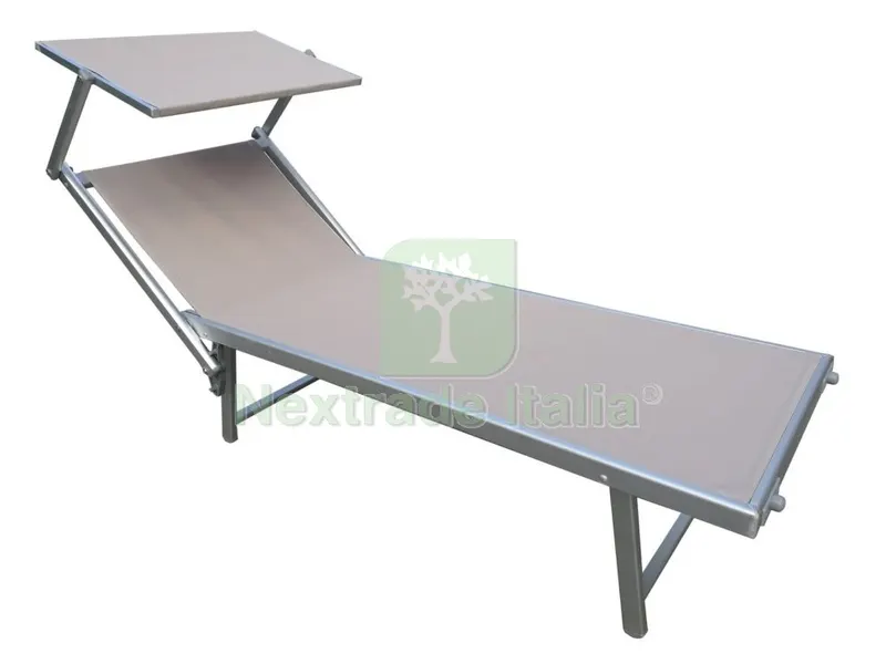 Lettino con Parasole Alluminio/Acciaio Tortora — Tempo libero outdoor — rif. FERX.50463 Lettino con Parasole Alluminio/Acciaio Tortora — Tempo libero outdoor — rif. FERX.50463