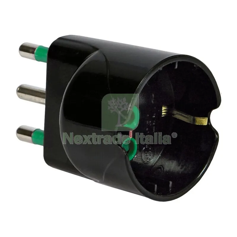 50PZ FME ART.82.611 ADATT. 16A+T-SCHUKO GARANTI NERO — Interruttori e prese — rif. FERX.504750