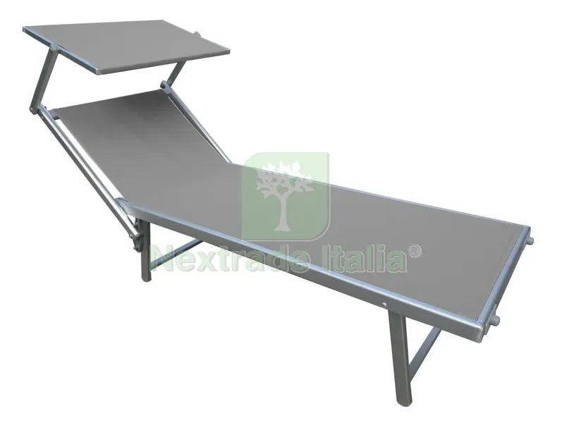Lettino con Parasole Alluminio/Acciaio Grigio — Tempo libero outdoor — rif. FERX.50493 Lettino con Parasole Alluminio/Acciaio Grigio — Tempo libero outdoor — rif. FERX.50493