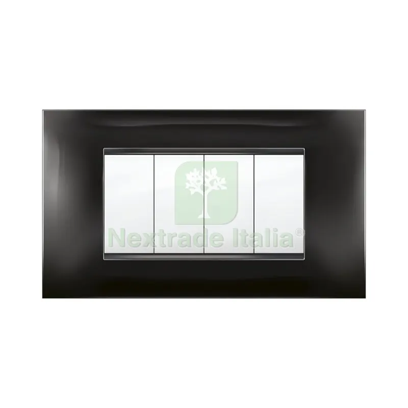 PLACCA MIVIDA PLANA NERO 4P — Interruttori e prese — rif. FERX.505729