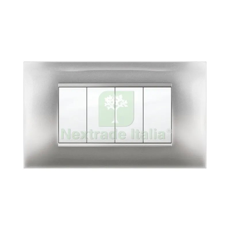PLACCA MIVIDA PLANA ALLUMINIO CHIARO 4P — Interruttori e prese — rif. FERX.505733
