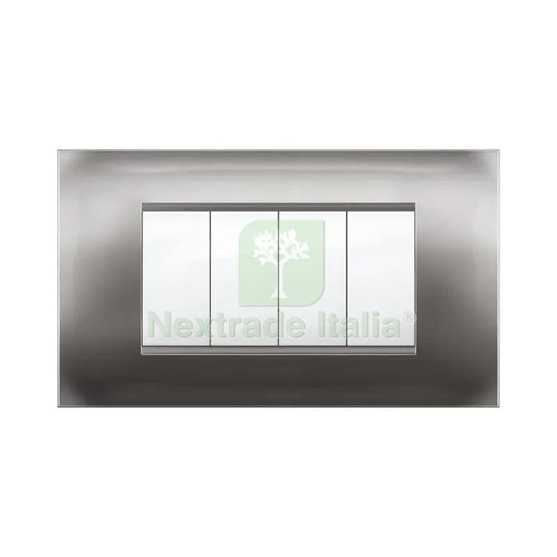 PLACCA MIVIDA PLANA ALLUMINIO NOTTE 4P — Interruttori e prese — rif. FERX.505735