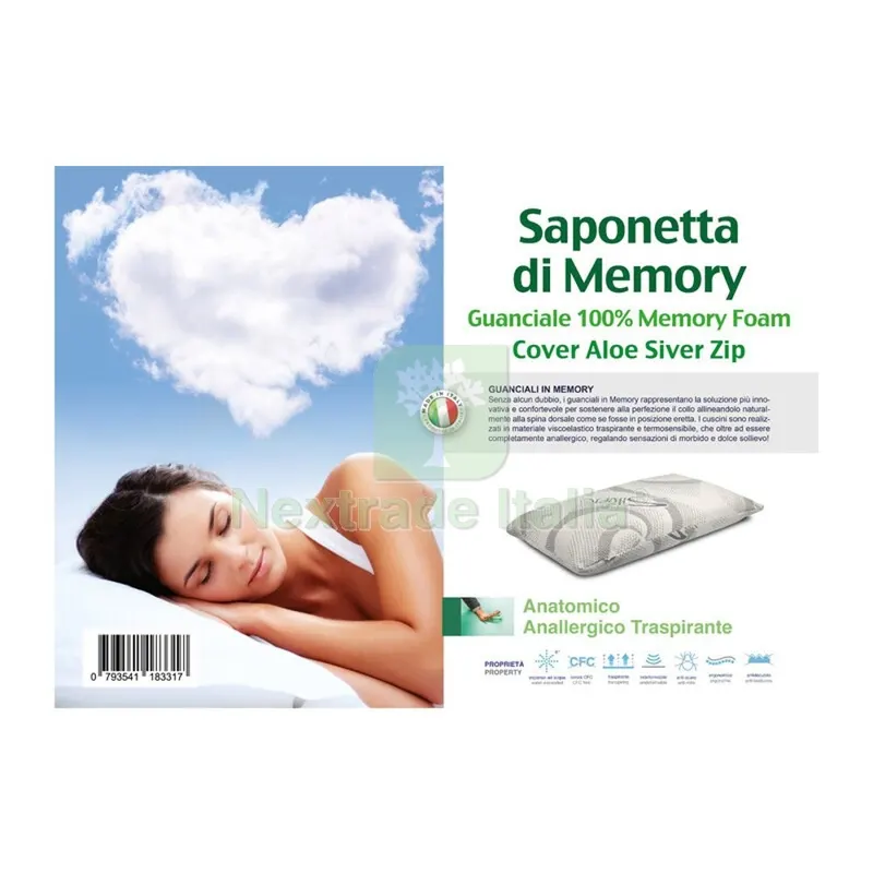 GUANCIALE ALOE SILVER MEMORY FOAM SAPONETTA H.13 — Reti e recinzioni — rif. FERX.506075