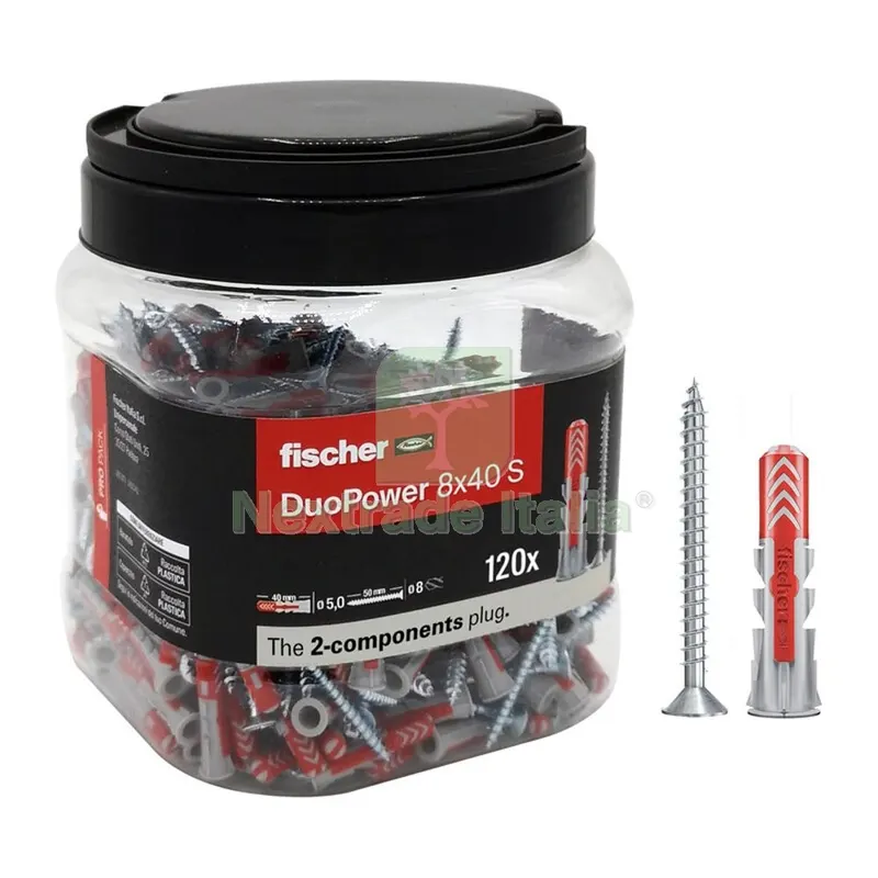 FISCHER TASSELLO DUOPOWER S 8X40 PROPACK 120 PZ — Tasselli e ancoraggi — rif. FERX.506682