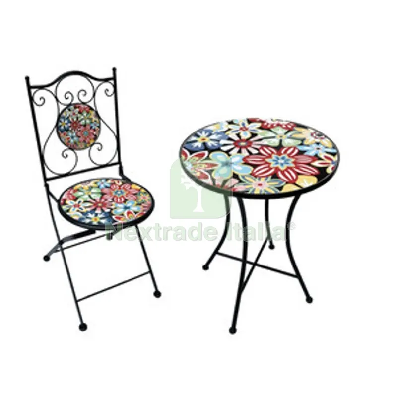 C Set Tavolo Tondo Mosaico C/2 Sedie Antibes — Pannelli e tavole in legno — rif. FERX.506712 C Set Tavolo Tondo Mosaico C/2 Sedie Antibes — Pannelli e tavole in legno — rif. FERX.506712