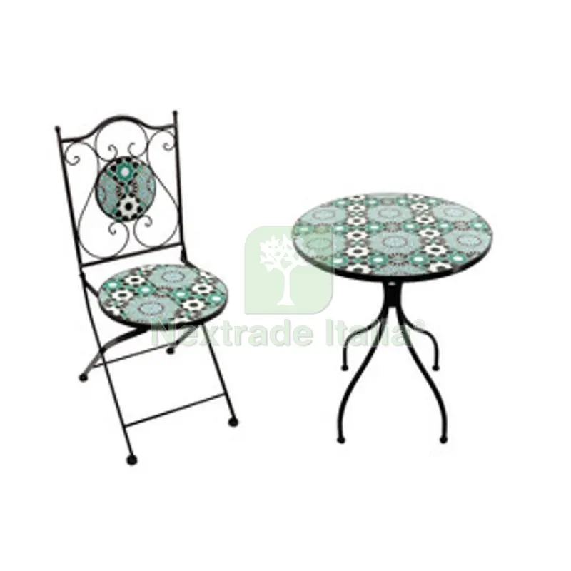 C Set Tavolo Tondo Mosaico C/2 Sedie Saint Tropez — Pannelli e tavole in legno — rif. FERX.506716 C Set Tavolo Tondo Mosaico C/2 Sedie Saint Tropez — Pannelli e tavole in legno — rif. FERX.506716