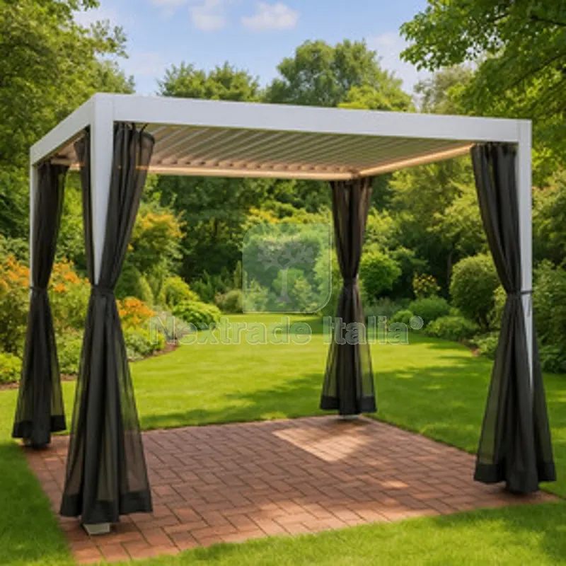 C Gazebo Pergola C/Lamelle Orientab 3X3M Bianco — Gazebo e strutture giardino — rif. FERX.506836