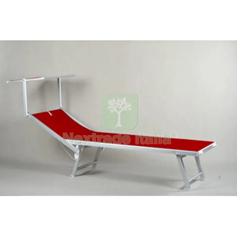 2PZ C Lettino in Alluminio Playa C/Parasole Rosso — Tempo libero outdoor — rif. FERX.507189