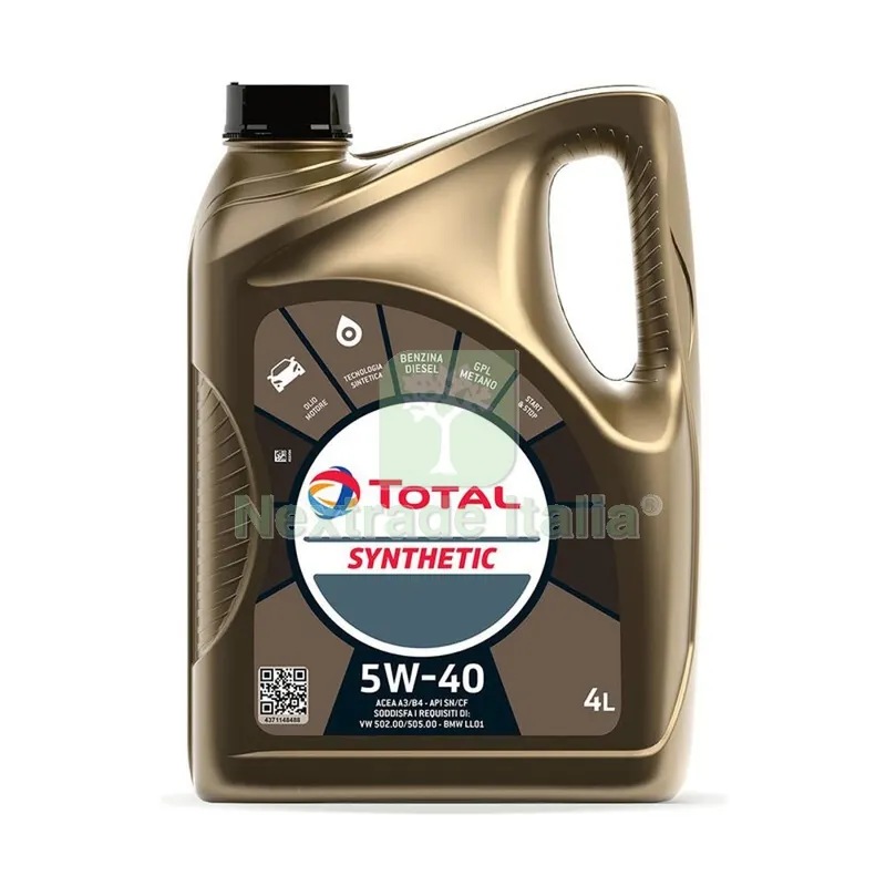 3PZ OLIO LUBRIFICANTE TOTAL SYNTHETIC 5W40 4 L — Lubrificanti e oli — rif. FERX.507376 3PZ OLIO LUBRIFICANTE TOTAL SYNTHETIC 5W40 4 L — Lubrificanti e oli — rif. FERX.507376