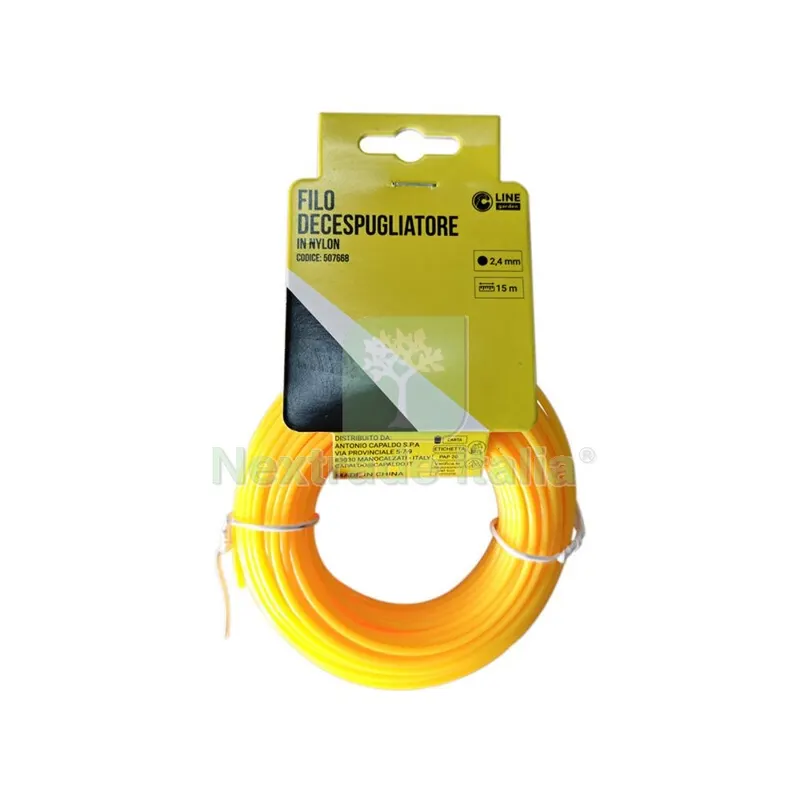 C FILO DECESPUGLIATORE TONDO YELLOW-R MM2.4X15MT — Attrezzi da giardino a motore — rif. FERX.507668 C FILO DECESPUGLIATORE TONDO YELLOW-R MM2.4X15MT — Attrezzi da giardino a motore — rif. FERX.507668