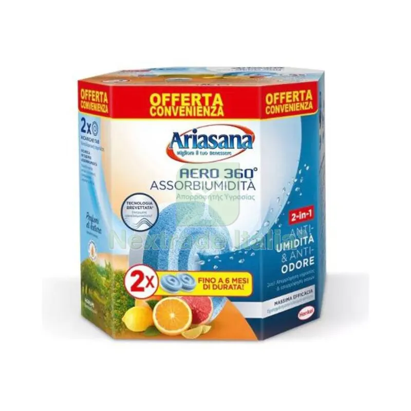 12PZ Ariasana Ricarica Aero 360 TAB Agrumi 2X450 G — Casalinghi e organizzazione — rif. FERX.507729