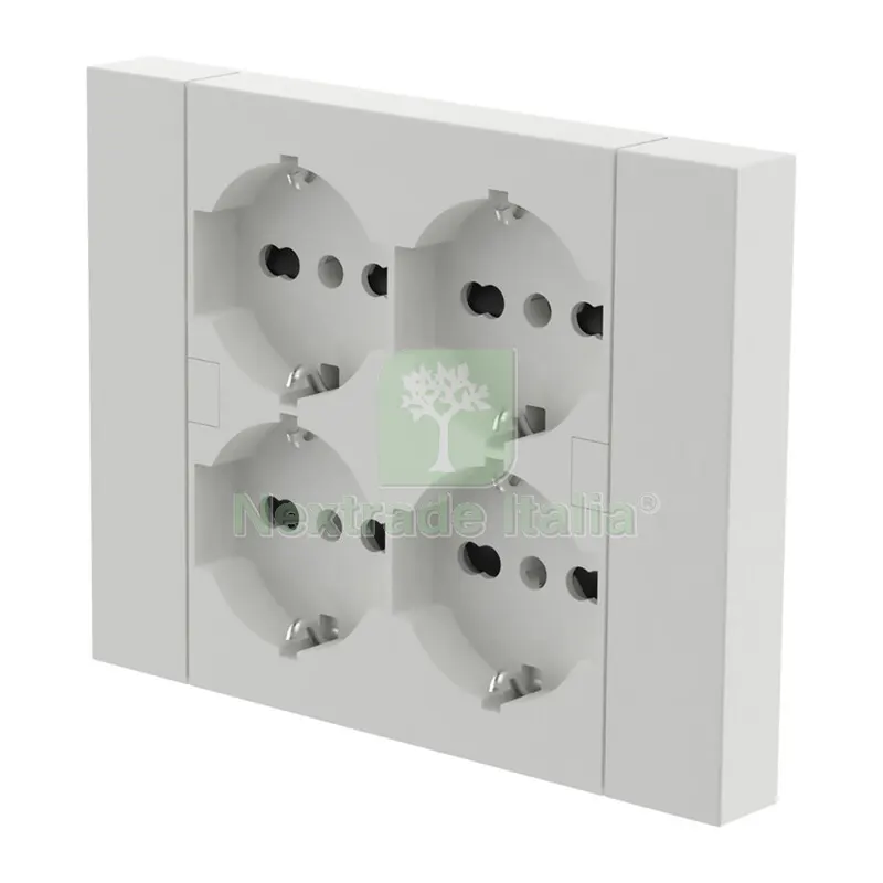 MULTIPRESA INCASSO QUADRA 4 PRESE BIP.SCH BIANCA — Interruttori e prese — rif. FERX.507902