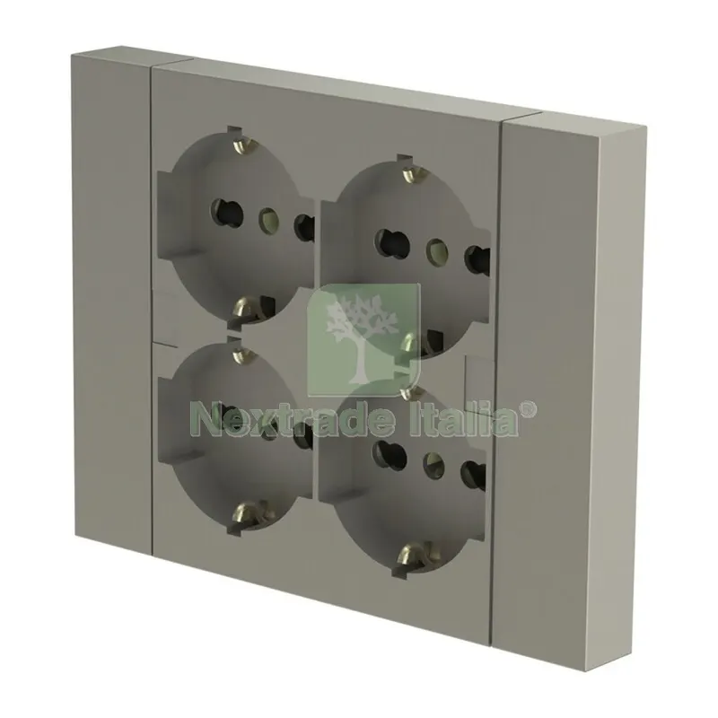 MULTIPRESA INCASSO QUADRA 4 PRESE BIP.SCH TITANIO — Interruttori e prese — rif. FERX.507905