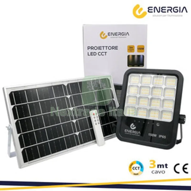 Proiettore C/Pannello Solare 150W 1600LM CCT Telecom — Trattamento e depurazione acqua — rif. FERX.509433 Proiettore C/Pannello Solare 150W 1600LM CCT Telecom — Trattamento e depurazione acqua — rif. FERX.509433